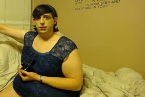 BBW lady-man Smokes, Masturbates And Tastes Her Own cum