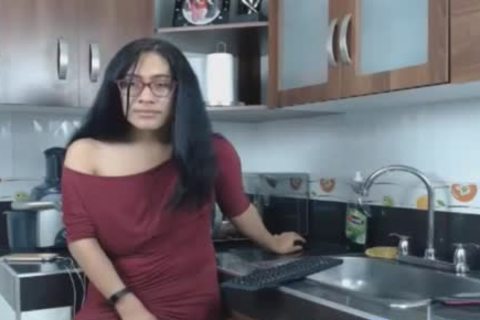 Nerdy ladyboy Flashing gigantic penis And butt