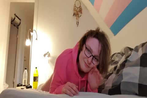 gorgeous Femboy Riding fake penis whilst Wearing gorgeous Pink Hoodie