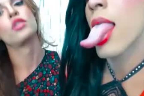 sexy lengthy Tongue T girl kissing oral stimulation