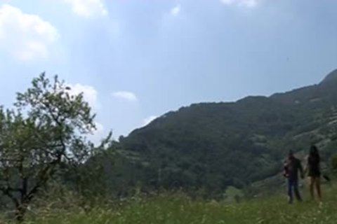 breasty brunette Riding penis Outdoor