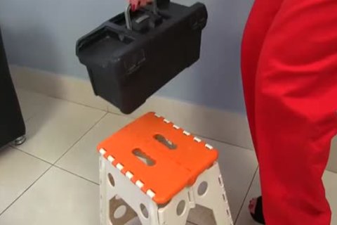 ladyboy Repairwoman Julia Steinkopf Uses bone Drivers To Masturbate