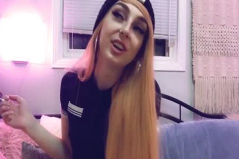 ladyboy TS Elle B In Solo Masturbation Tugging Her knob