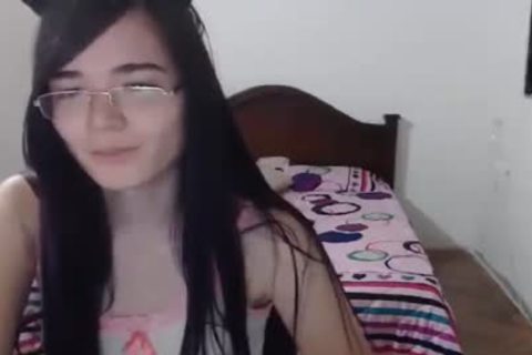 pretty lady-man With Glasses Masturbates All Alone