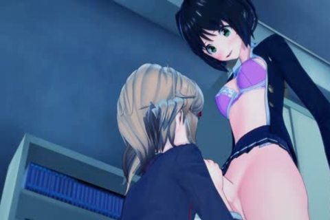 Futa Miku bonks Hibiki On A Table, Cums In Her slit. Futa hentai.