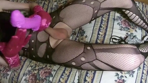 Skinny blonde Sissy Joys With Pink vibrator In Solo Action With cumshot