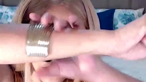 dirty blonde t-girl playgirl Strokes Her penis Gently