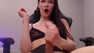 Skinny And Tall Russian teen Transgirl In underware Tugs Her 10-Pounder On web camera