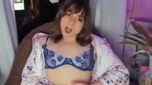 slim American Trans cutie With petite meatballs Strokes Her dick On web camera