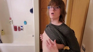 Trans girl Stephanie Sprays enormous ball batter flow All Over baths Floor