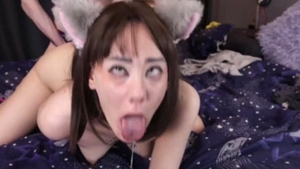 lusty Femboy sucking Her Transfriend's 10-Pounder On sofa
