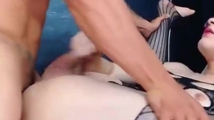 Musclar dude With Tattoos anal fucks Glasses lady-man In hose On cam