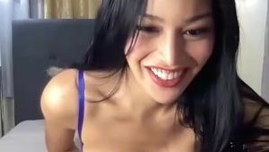 large pantoons asian shemale Masturbates On cam